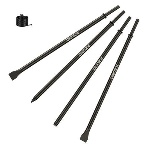 AZUNO 4-Piece 17.5-Inch Long Reach Air Hammer Chisel Set, 0.401" Shank