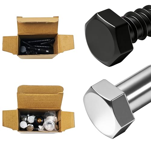Mywish (10Sets) 3/8" x 2-1/2" & (10Sets) 3/8" x 4" Hex Head Lag Bolts, Heavy Duty Lag Screws with Washers, 304 Stainless Steel Bolts 18-8, Lag Screws Wood Screws, 3/8 Bolt
