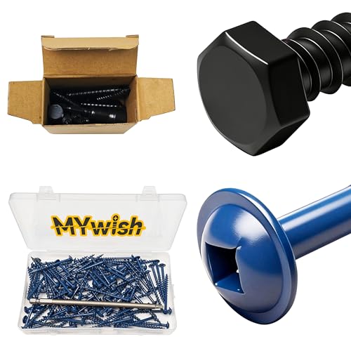 Mywish (10Sets) 3/8" x 2-1/2" Hex Head Lag Bolts & 100Pcs Pocket Hole Screws 2-1/2 Inch, Wood Screws #8 x 2-1/2" Washer Head Square Drive Self Tapping Pocket Screws, Heavy Duty Lag Screws with Washers