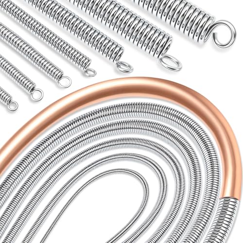 Tnisesm 6-in-1 Copper Tube Bender Set, 1/4" 5/16" 3/8" 1/2" 5/8" 3/4" Copper Pipe Bender Tool Kit, 43in Long Manual Kink-Free Bending Spring for HVAC, Plumbing, Refrigeration & DIY Projects 43in/110cm