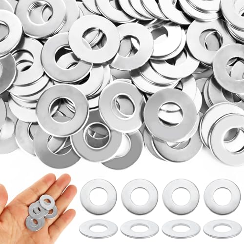 400 pieces Flat Washers, zinc plated carbon steel, 10 mm ID x 21 mm OD x 1.2 mm thick / 0.39 in ID x 0.83 in OD x 0.05 in thick, Metal Fender Washers for Screws, Bolts, Furniture Repair, Hardw