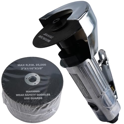3-Inch Air Cut-Off Tool Kit, 18,000 RPM High-Speed Pneumatic Cutting Tool with 26Pcs Cutting Wheels (25 Extra + 1 Installed), Die-Cast Aluminum Body for Metal, Automotive & DIY Projects