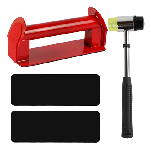 Heavy-Duty Iron Suction Cup Floor Gap Repair Tool Kit — Features a Silent Design and Includes One Rubber Mallet and Two Reusable Adhesive Pads. CompatibleWith a Wide Range of Flooring Materials
