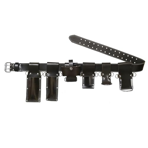 Pullup Leather Scaffolding Belt, Bottle Green, 7-Piece with 6 Tool Holders, Fits Waist 30"-56