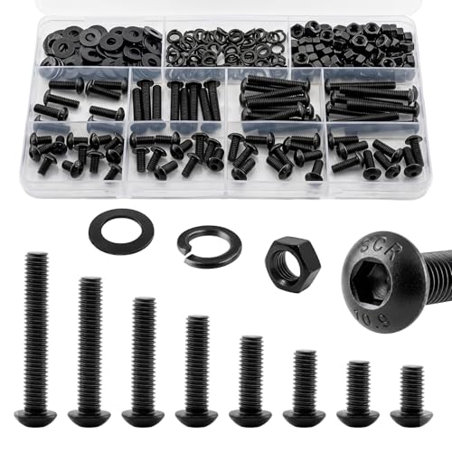192Pcs UIETUIL M6 Hex Socket Button Head Screws Kit, M6x8-35mm, 10.9 M6 Button 10.9 - 192PCS