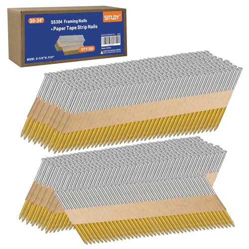 SS304 30-34 Degree Framing Nails 2-1/2" x .113" Ring Shank 320 PCS 2-1/2" x .113" 320 pcs