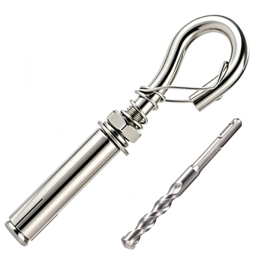 3/8" Expansion Bolt Spring Hooks 15 pcs,M10 Concrete Hooks 304 Stainless Steel Spring Closed Type,Used for Cement Walls, Brick Walls 3/8