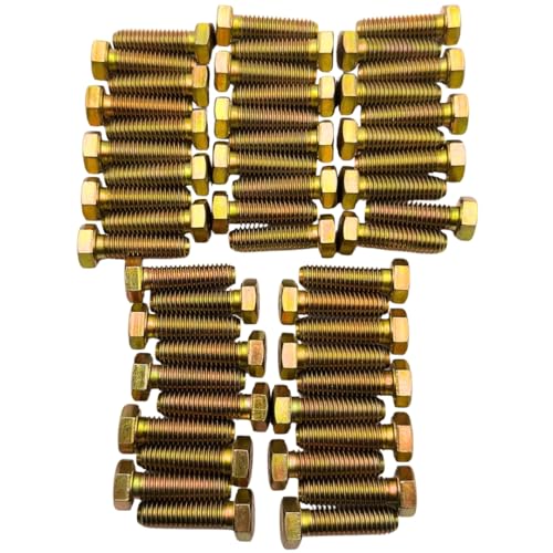 3/8"-16 x 1-1/4" Grade 8 Bolts (50-Pack) – Heavy-Duty Hex Bolts Only – High-Strength SAE J429 1.25" Coarse Thread Bolts 3/8" x 1-1/4" Bolt Only 50