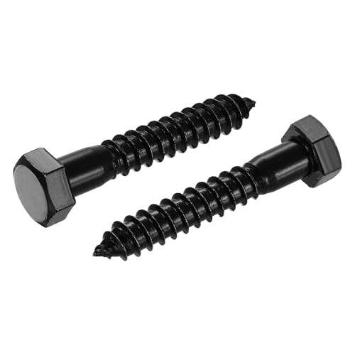 uxcell 1/2" x 3" Hex Head Lag Screws Bolts, 20 Pcs 304 Stainless Steel Hexagon Head Lag Bolt Wood Screws, Partial Thread, Black Zinc Plating 1/2" x 3"