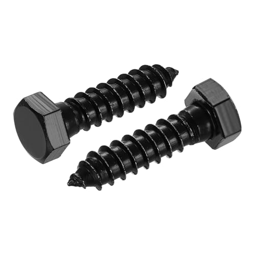uxcell 1/2" x 2" Hex Head Lag Screws Bolts, 20 Pcs 304 Stainless Steel Hexagon Head Lag Bolt Wood Screws, Full Thread, Black Zinc Plating 1/2" x 2"