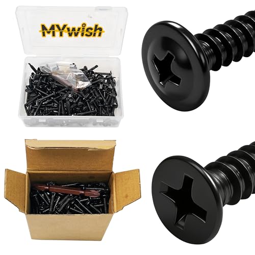 Mywish Self Tapping Screws for Metal (200Pcs) #8×1" & (300pcs) #8 x 1 for Sheet Metal Self Tapping Screws, Black Sheet Metal Screws 410 Black Oxide Stainless Steel Truss Head Self Drilling Screws High