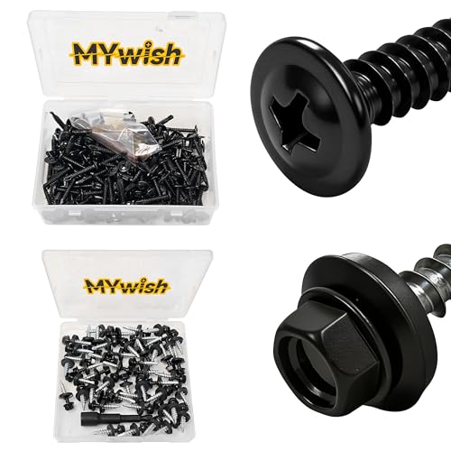 Mywish Self Tapping Screws for Metal (200Pcs) #8×1" & 50pcs #10 x 1 Hex Head Self-Drilling Sheet Metal Roofing Screws with EPDM Washer, Truss Head Self Drilling Screws High-Strength