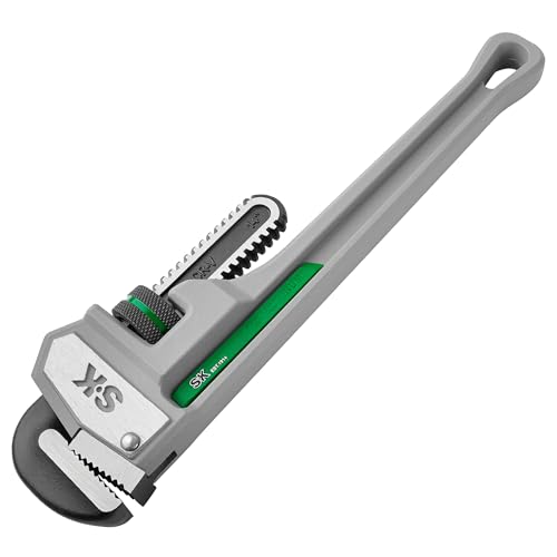 SK 14'' Pipe Wrench, Adjustable Plumbers Wrench, Aluminum Plumbing Wrench 14" Pipe Wrench