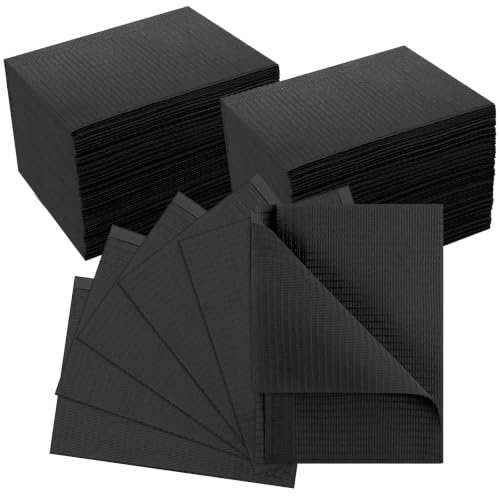 Dental Bibs, Black, Pack of 125 Disposable Tattoo Bibs, 3 Layers Waterproof Tattoo Pads, Tattoo Manicure Pad, for Dentists, Tattoo Studios and Salon Pack of 125, black