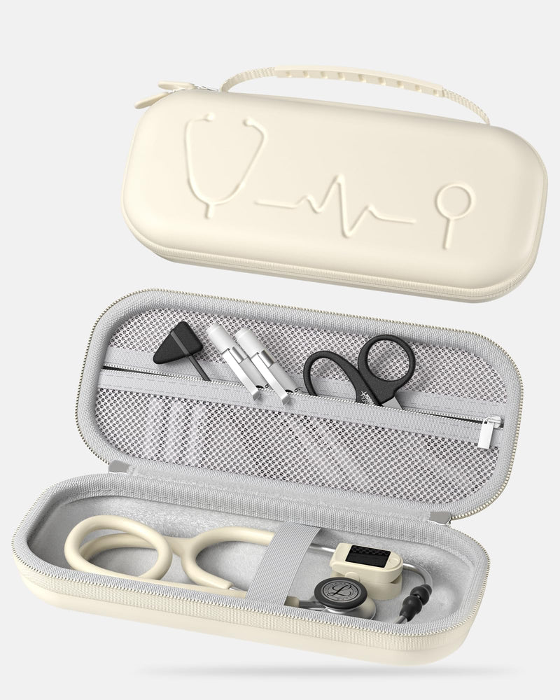 ProCase Stethoscope Bag for Medi-Inn/3M Littmann/MDF/SCIAN, Stethoscope Case Suitable for 3M Littmann Classic III Stethoscope, Medical Storage Bag for Nursing School Equipment, Beige | Stethoscope Case for Littmann Classic III, Safe Protection for Stet...