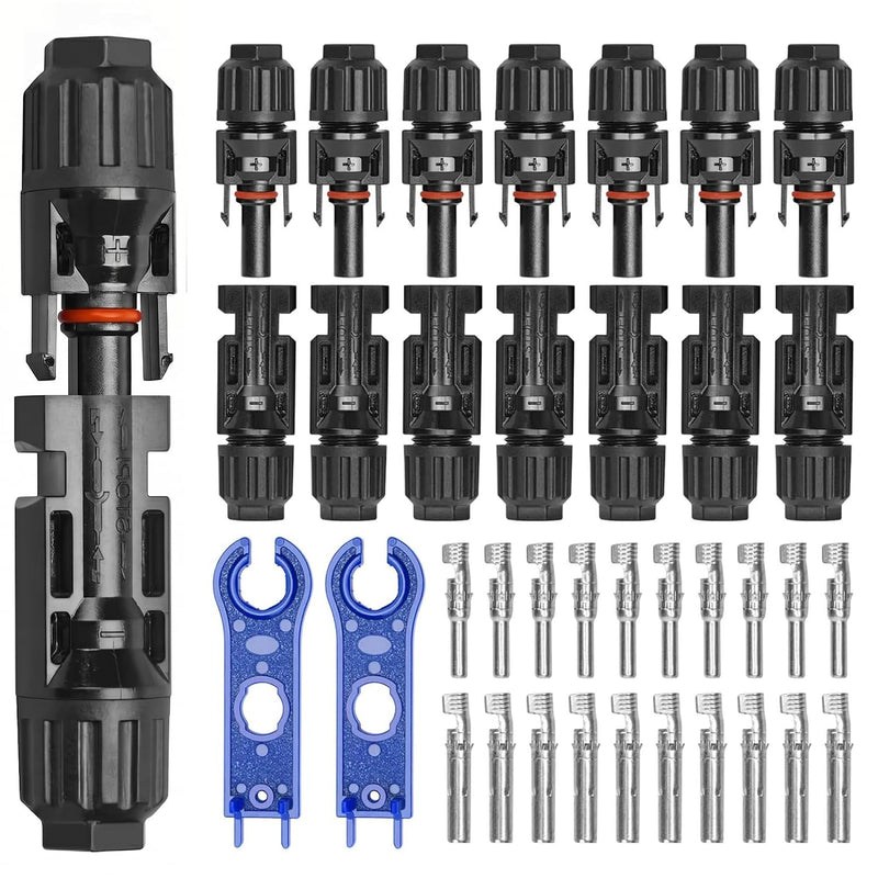 12 Pairs Solar Plugs MC4 Connector IP67 Waterproof PV Plug 6 mm2 with Mounting Tool Solar Panel Cable Connector for Photovoltaic Systems, Compatible with 2.5/4/6 mm² Cable | Solar plug MC4