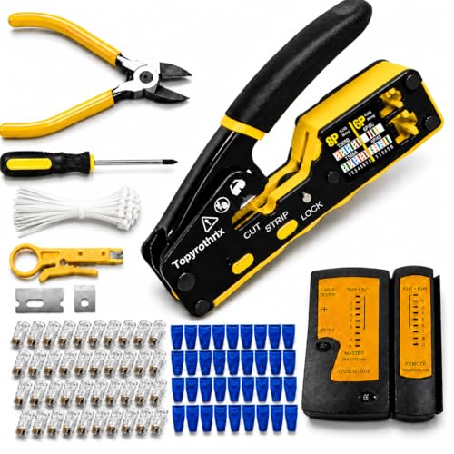 Pass Through RJ45 Crimp Tool Kit with Tester for Cat6/Cat5e Ethernet