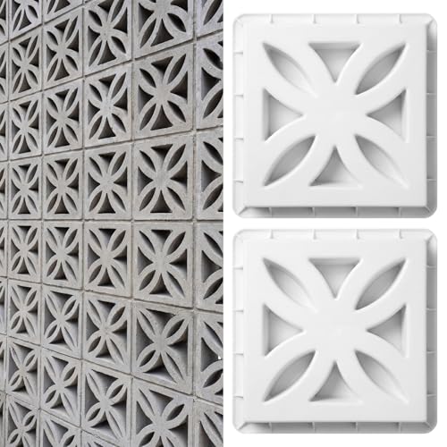 Colingmill 2 Pack Concrete Breeze Brick Molds 11.81'' Windmill Cement Hollow Brick Mold DIY Casting Reusable Cement Block Molding Wall Decorative Block Mould for Furniture Landscape