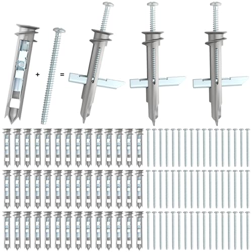 Frienda 50 Pcs Drywall Anchors Heavy Duty Self-Drilling Toggle Bolts 1/8