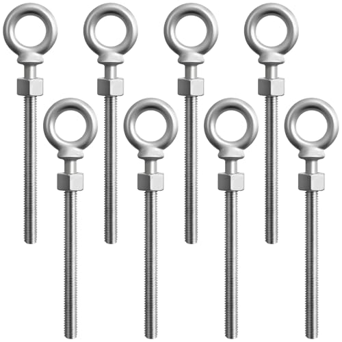 LEIFIDE 8 Pcs Eye Bolt with Nut, 3/8" X 4-1/2" Galvanized Forged Steel 3/8" X 4-1/2"