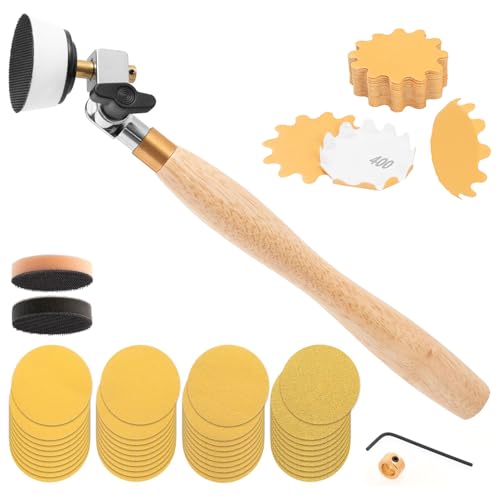 Bowl Sander for Woodturning 69-Piece Set (80/120/150/220 grits) with 400 Grit Keystone Flex Edge 2" Gold Sanding Discs