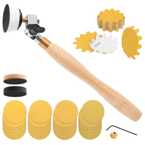 Bowl Sander for Woodturning 69-Piece Set (80/120/150/220 grits) with 800 Grit Keystone Flex Edge 2" Gold Sanding Discs