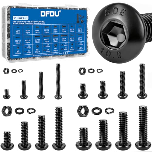 2380PCS Metric Hex Socket Button Head Screws Assortment Kit M2M3M4M5 G10.9 M2M3M4M5 2380PCS