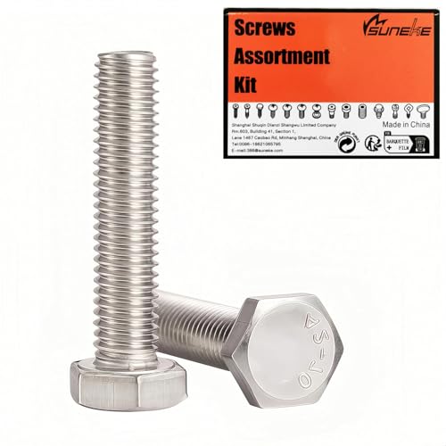 2Pcs 3/4"-10 x 7 Hex Head Bolt, 304 Stainless Steel 18-8 Fully Threaded, A2-70 Corrosion Resistant External Hex Drive Fastener, Silver 7"