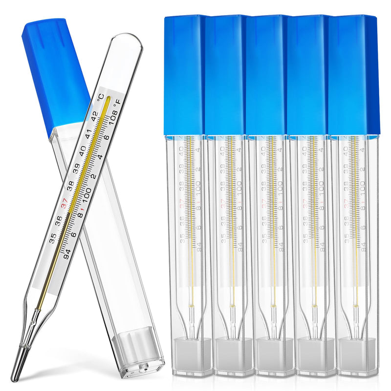 Glass Thermometer: Cuban Temperature Thermometer for Fever - Traditional Old Fashioned for Adults Kids ℃ & ℉ - 6Pack