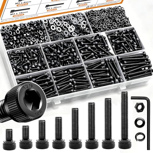 mankk 1015PCS M3 Screws Kit 400PCS Metric Grade 10.9 Flange Bolts and Nuts