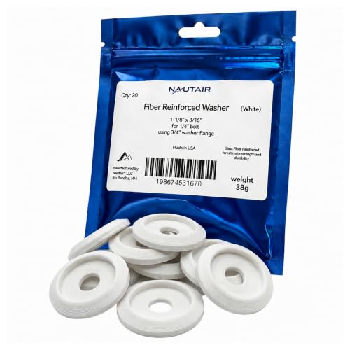 Fiber Reinforced Recessed Washer - Pack of 20, High Torque Rated, 1/4 Inch Bolt (White) White