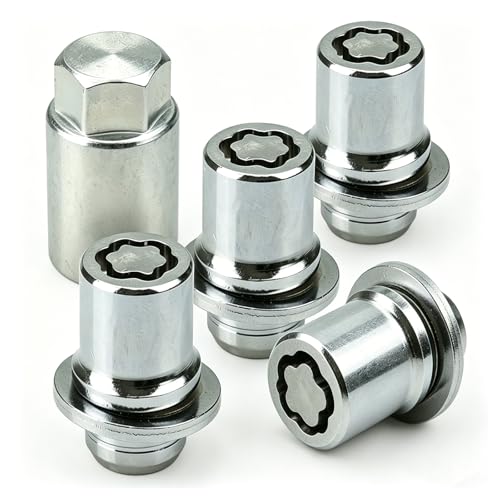 4PCS Wheel Lock Lug Nut Set, M12 x 1.5 Anti Theft Locking Nuts with Wheel Lock Key, Chrome Plated Security Lug Nuts Compatible with Toyota Camry Lexus 00276-00900