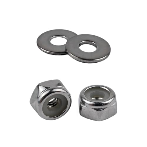 #6 x 3/8" Flat Washers and #6-32 Nylon Insert Locknuts Bundle 304 Stainless Steel 18-8 SS Pack of 50 Each