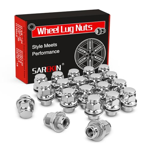 20 Pcs M12x1.25 Lug Nuts Chrome Mag Flat Seat Wheel Lug Nut with Washer M12 x 1.25 20