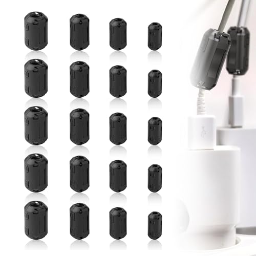 Ferrite Cores for Cables, Ferrite Core Clip Set, Rfi-EMI Noise Reduction Cable Clip, with 5-13 mm Inner Diameter, Ferrite Core, for USB Cable, Audio and Video Cable, Power Cable, with Storage Box