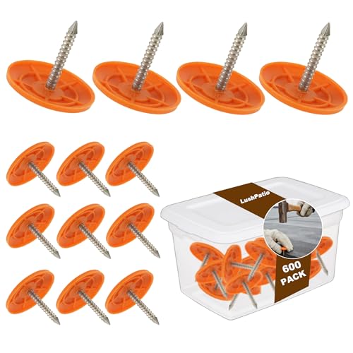Plastic Cap Nails 1 1/4 Galvanized Nails for Roofing Felt Tar Paper 600 Ct Orange 600