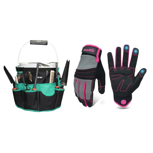 MELOTOUGH Bucket Caddy Organizer, Women Safety Work Gloves,Work Gloves for Gardening,Yard,Warehouse
