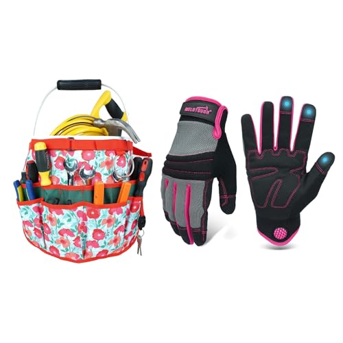 MELOTOUGH Bucket Caddy Organizer, Women Safety Work Gloves,Work Gloves for Gardening,Yard,Warehouse