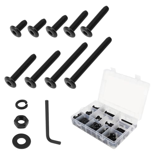 264 pcs Black Finish 304 Stainless Steel M6 Flat Head Hex Socket Cap Screws Countersunk Bolts Screws Nuts and Washers Assortment Kit
