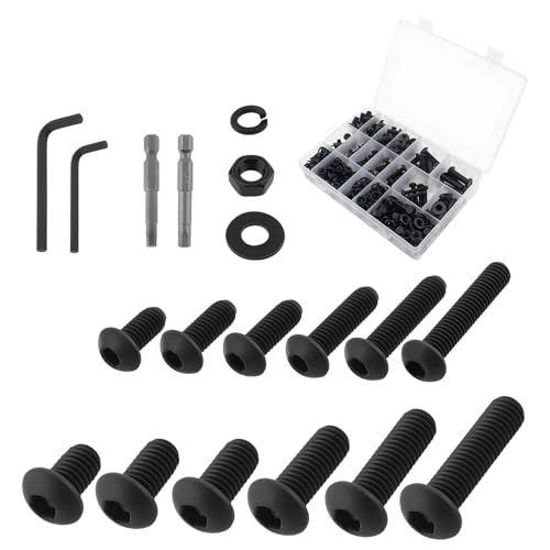 432 pcs Bolts and Nuts Set, 10.9 Grade Alloy Steel M6-1.0 M8-1.25 Button Head Hex Socket Cap Screws Bolts Nuts Washer Assortment Kit with Hex Wrench, Magnetic Hexagonal Socket Screwdriver Bit