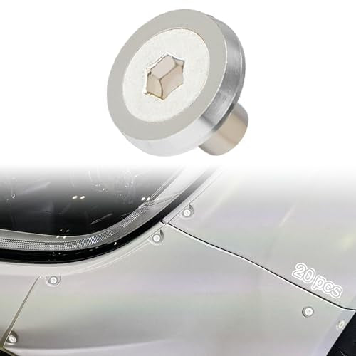 Fender Flare Hardware Kit M6 Flat Silver Aluminum Washer S.S Bolt 20 Pcs Silver Washer-Silver Bolt