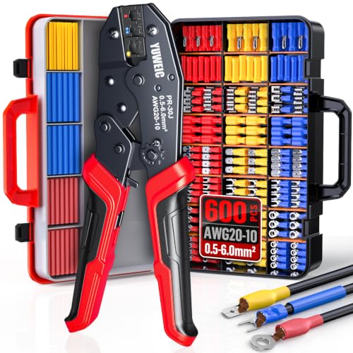 Crimping Tool For Heat Shrink Connectors Kit AWG 22-10/600pcs Connectors