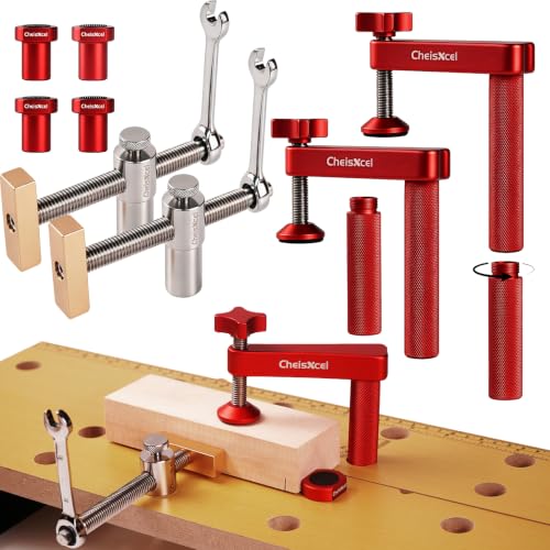 8pcs 3/4" Bench Dog Clamp Horizontal & Vertical for Woodworking Red 8