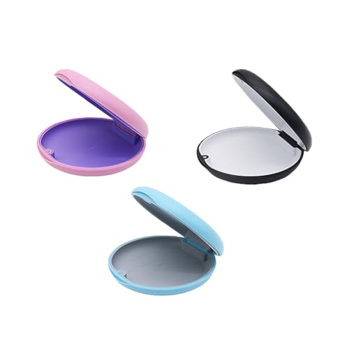 3 Piece Magnetic Braces Box Set, Portable Dental Splint Box for Travel, Compact Denture Box with Silicone Pad, Safe Clip Box for Storage, Black, Pink, Blue