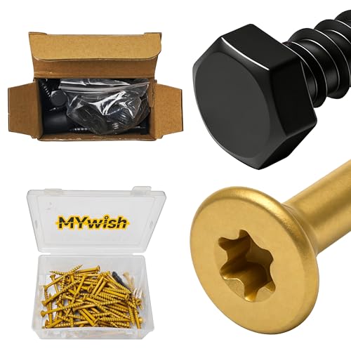 Mywish (40Sets) 1/4" x 2" Hex Head Lag Bolts & 77Pcs Wood Screws #10 x 2-1/2" 1lb Box, Deck Screws 2 1/2 Inch, T25 Torx Drive Head, Outdoor Construction Screws, Heavy Duty Lag Screws with Washers, Lag