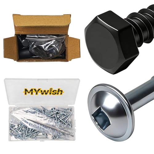 Mywish (40Sets) 1/4" x 2" Hex Head Lag Bolts & 100Pcs 1-1/4 Pocket Hole Screws, Wood Screws #8 x 1-1/4" Washer Head Square Drive Self Tapping Pocket Screws, Lag Screws Wood Screws, Heavy Duty Lag Scre