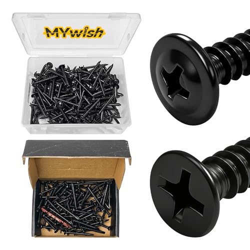 Mywish 100Pcs #10×2" Black Self Tapping Screws for Metal & (100pcs) #10 x 2 for Sheet Metal Self Tapping Screws, 410 Black Metal Screw Oxide Stainless Steel Truss Head Self Drilling Screws High-Streng