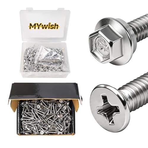 Mywish 200pcs #10×1" Self Tapping Screws for Metal & 300Pcs #8 x 1 Flat Head Sheet Metal Screws, 410 Stainless Steel, Sheet Metal Screws, Hex Washer Head Self Drilling Screws, High-Strength Quick Tapp