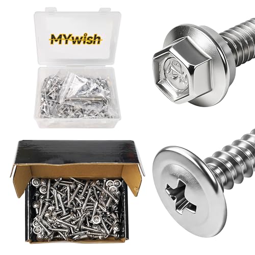Mywish 200pcs #10×1" Self Tapping Screw for Metal & 200pcs #10×1" Self Tapping Screws for Metal, 410 Sheet Metal Screws, Stainless Steel Self Tapping Screws Truss Head Self Drilling Screws High-Stren