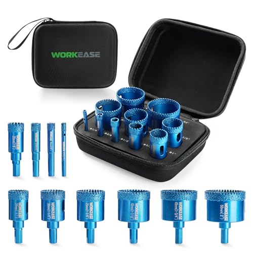 WORKEASE 10 PCS Tile Hole Saw Kit, Serrated Brazing Core Bits(6-50 mm)